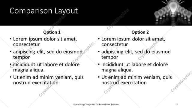 Comparison presentation slide layout