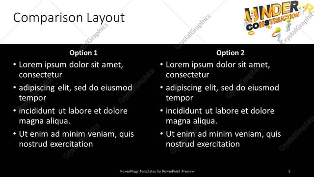 Comparison presentation slide layout