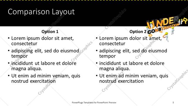 Comparison presentation slide layout