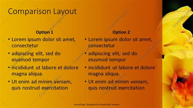 Comparison presentation slide layout
