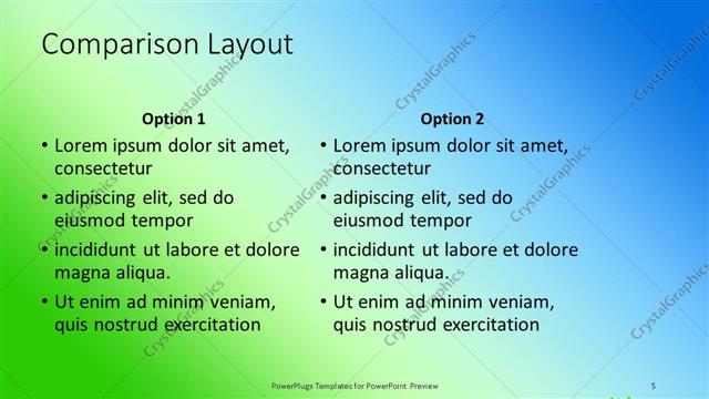 Comparison presentation slide layout