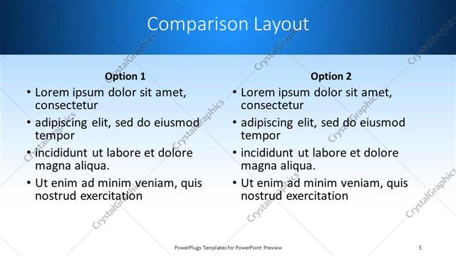 Comparison presentation slide layout