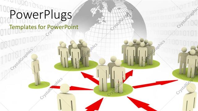  Presentation with green circles - Groups of white figures standing on green circles connected by red arrows