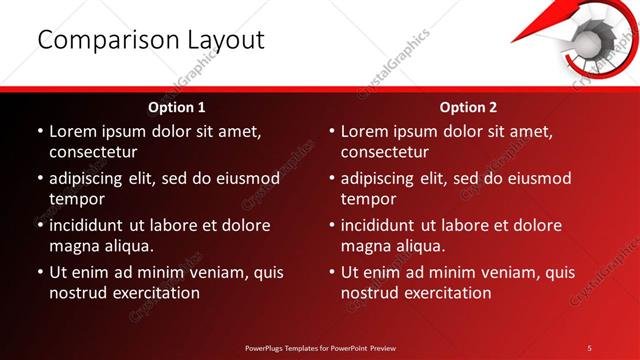 Comparison presentation slide layout