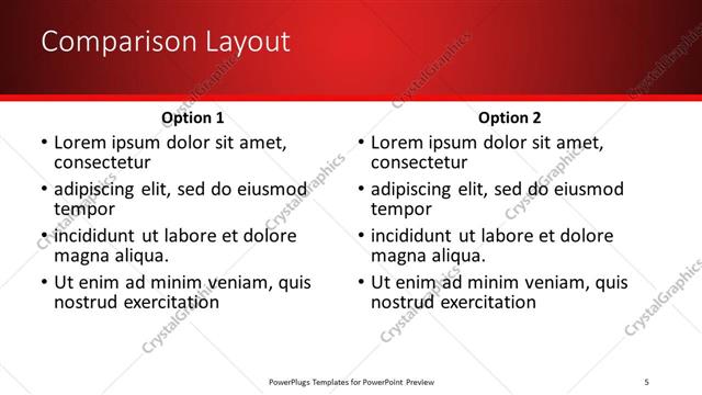 Comparison presentation slide layout
