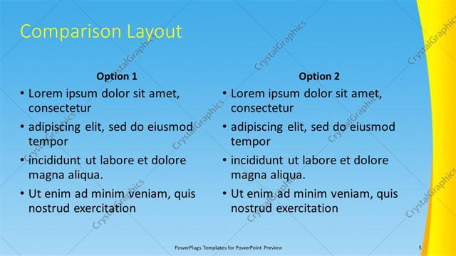 Comparison presentation slide layout
