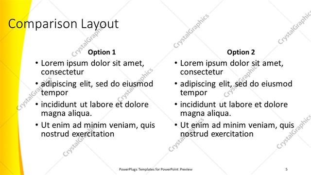 Comparison presentation slide layout