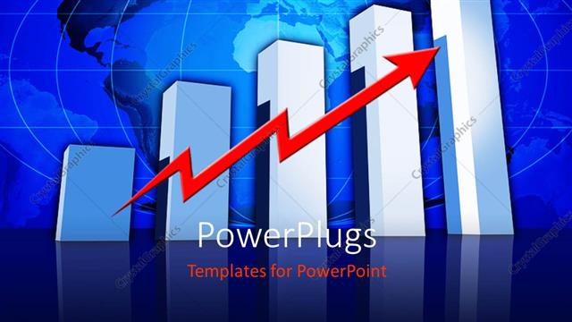  Presentation with growth chart - A growth bar with an arrow and globe in the background