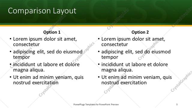 Comparison presentation slide layout