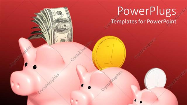  Presentation with piggy bank - The growth of capital with the help animal growth