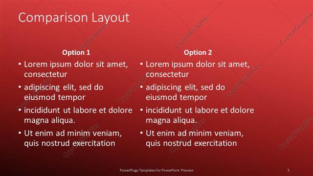Comparison presentation slide layout