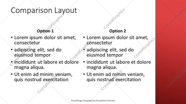 Comparison presentation slide layout