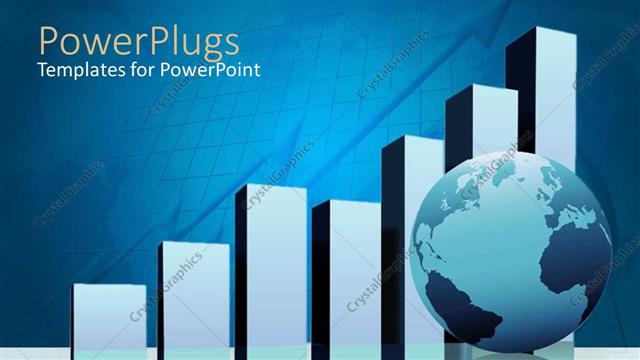  Presentation with growth - A growth grpah with a globe with bluish background