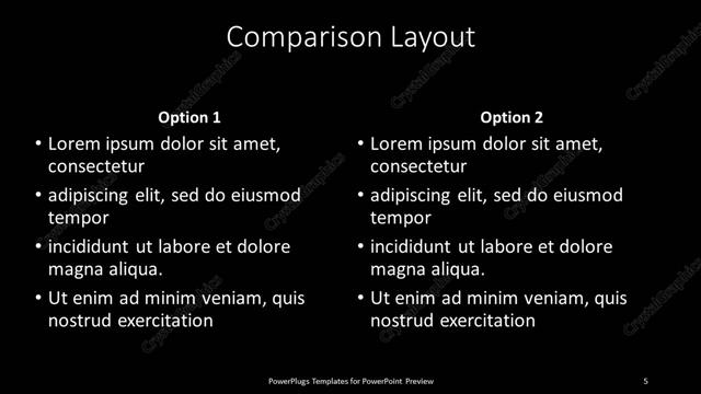 Comparison presentation slide layout