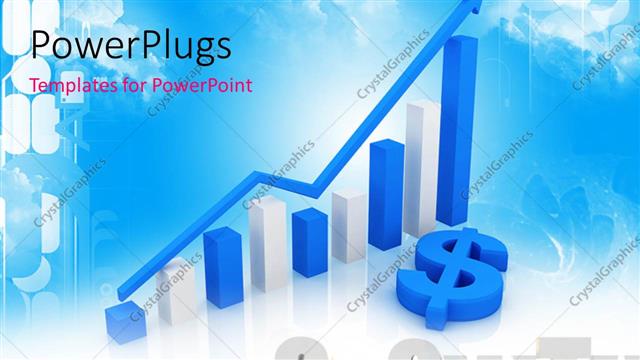  Presentation with dollar sign - A growth sign with a dollar sign and bluish background