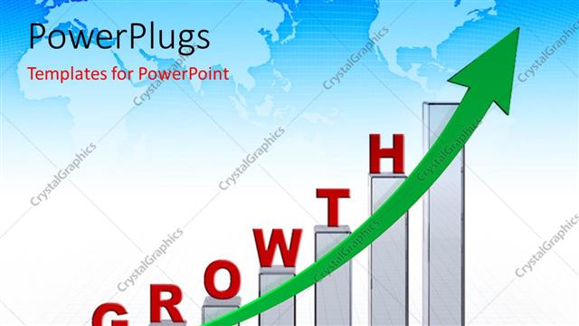  Presentation with growth - A growth table with an arrow and map in the background