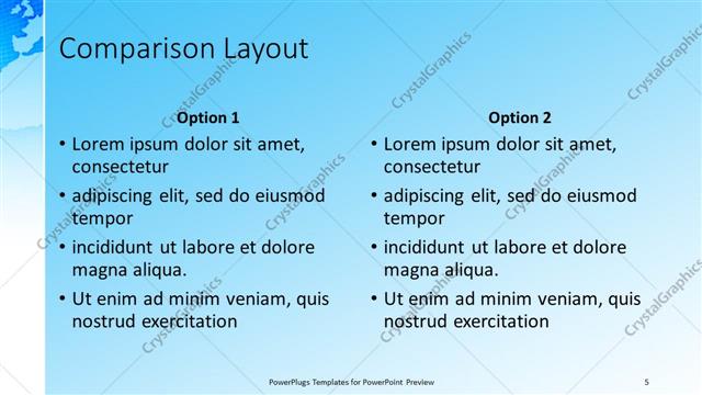 Comparison presentation slide layout