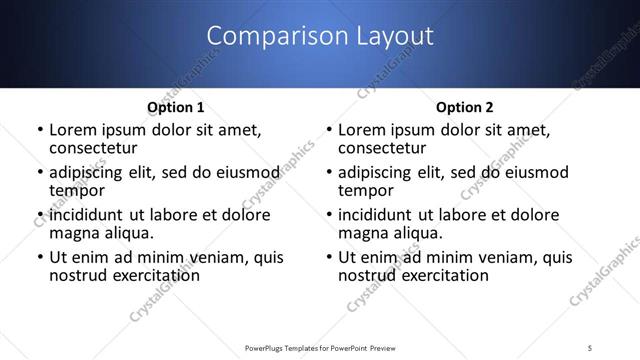 Comparison presentation slide layout