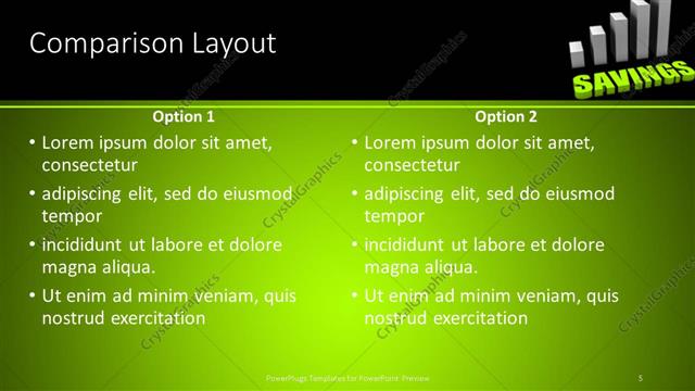 Comparison presentation slide layout