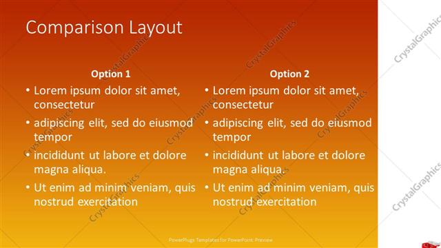 Comparison presentation slide layout