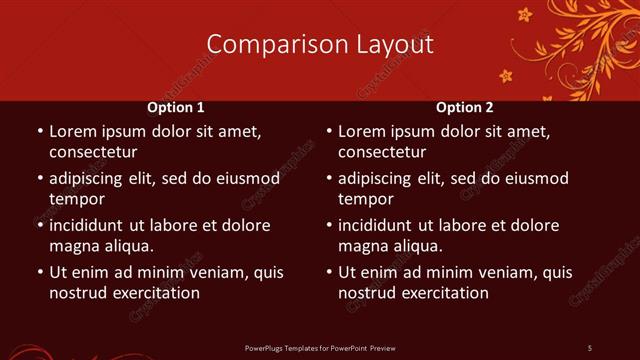 Comparison presentation slide layout