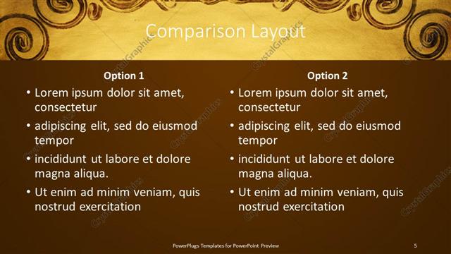 Comparison presentation slide layout
