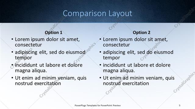 Comparison presentation slide layout