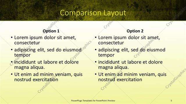 Comparison presentation slide layout
