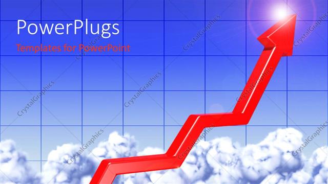  Presentation with success - A grwoth arrow with a lot of clouds
