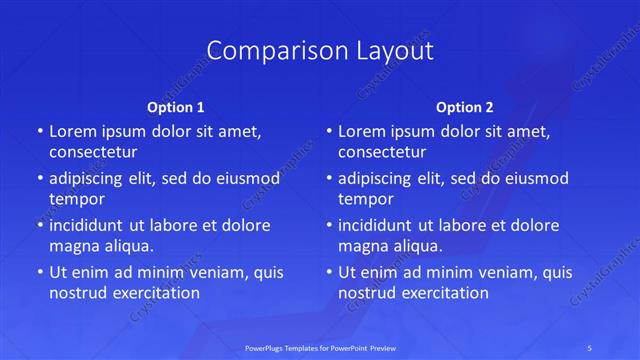 Comparison presentation slide layout