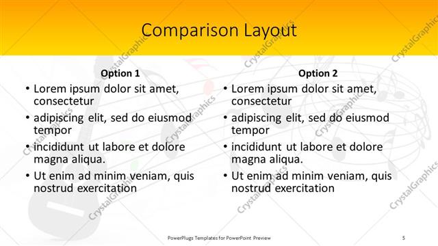 Comparison presentation slide layout