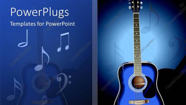  Presentation with music - A guitar and music signs along with place for texts