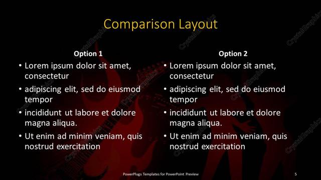 Comparison presentation slide layout