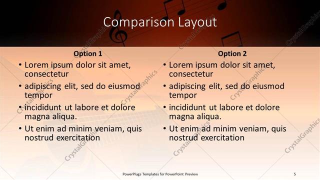 Comparison presentation slide layout