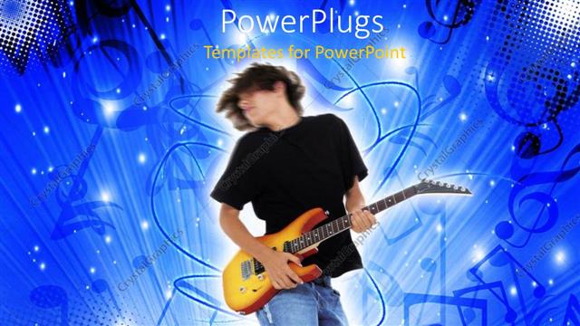  Presentation with guitar - A guitarist enjoying his performance with music signs in the background