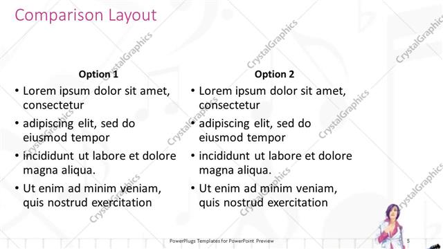 Comparison presentation slide layout