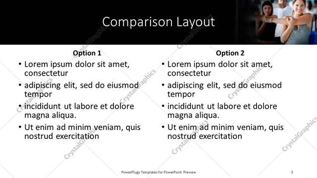 Comparison presentation slide layout