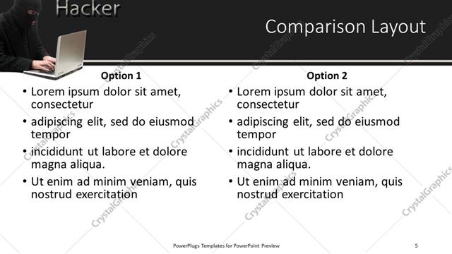Comparison presentation slide layout