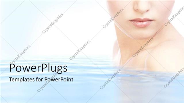  Presentation with clear water - Half portrait of a pretty lady on clear water