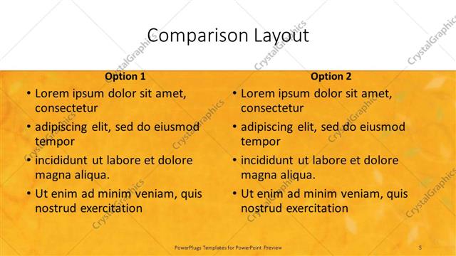 Comparison presentation slide layout