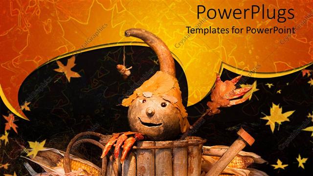  Presentation with costume - A Halloween costume with leaves in the background