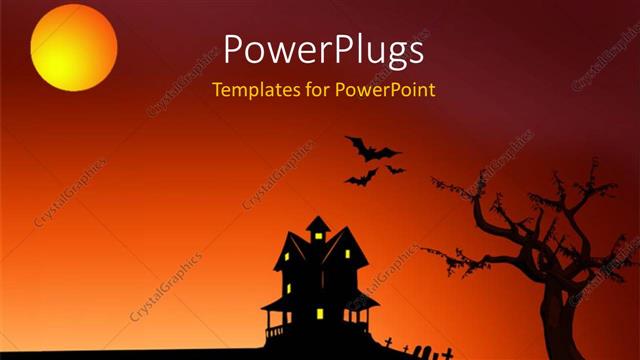  Presentation with haunted - Halloween depictions with haunted house bats, graveyard and pumpkin