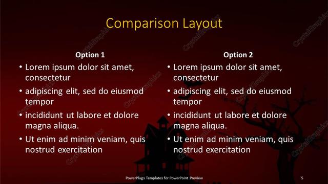 Comparison presentation slide layout