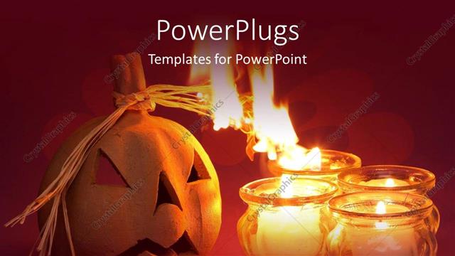  Presentation with festival - Halloween jack o lantern, burning candles, orange background