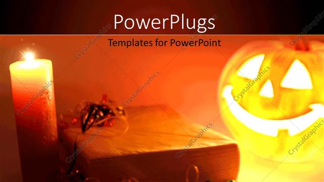  Presentation with halloween - A halloween pumpkin with a candle and reddish background