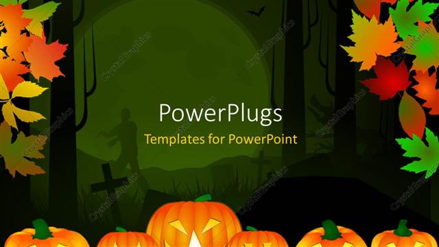  Presentation with halloween - Halloween theme background in multiple color leaves and pumpkins