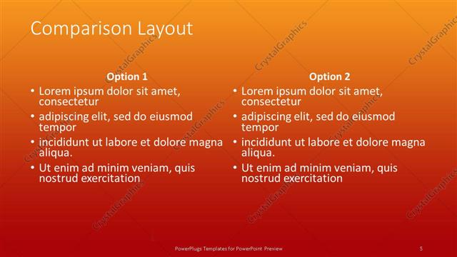Comparison presentation slide layout