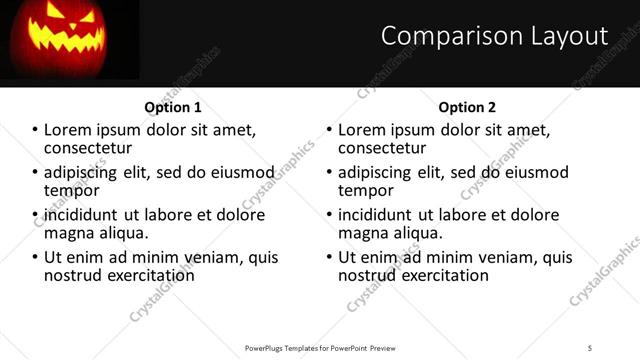 Comparison presentation slide layout