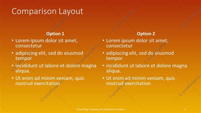 Comparison presentation slide layout