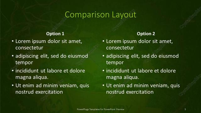Comparison presentation slide layout